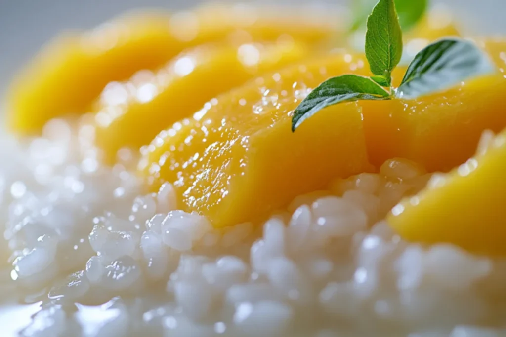 Close-up of What makes sweet rice? grains before cooking.