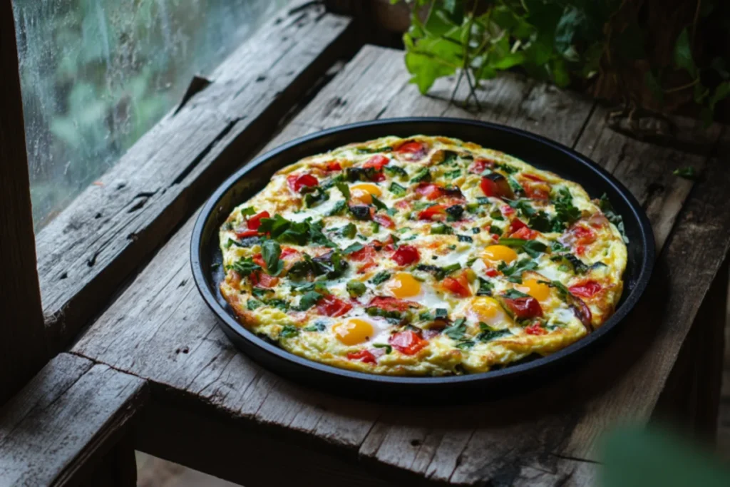  A delicious 4 egg omelette on a plate.