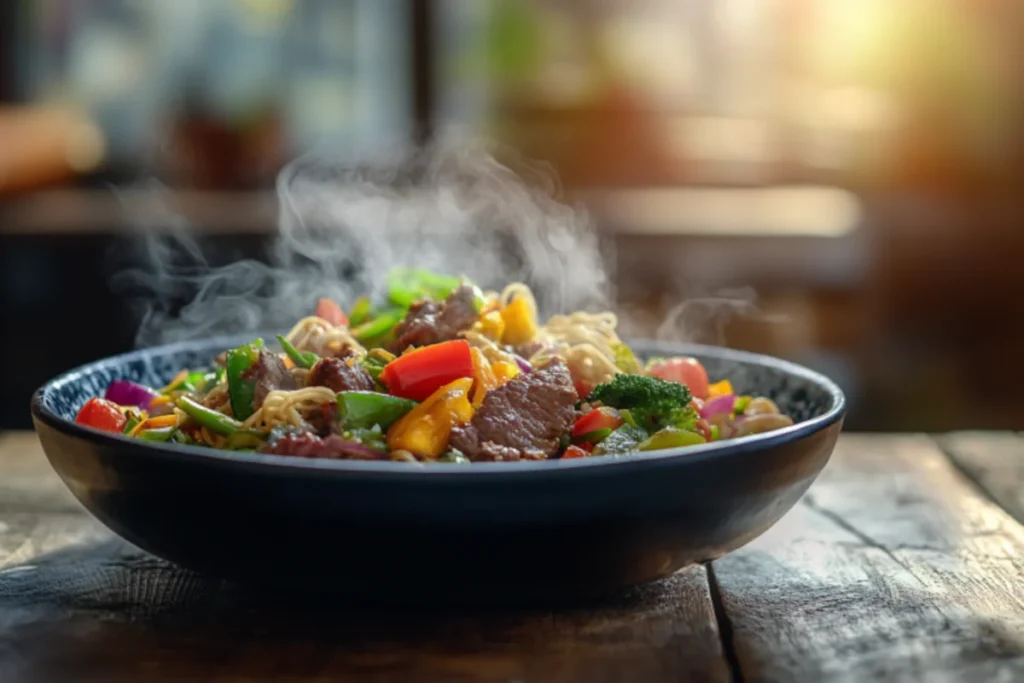Easy beef recipes displayed in a delicious stir-fry dish.