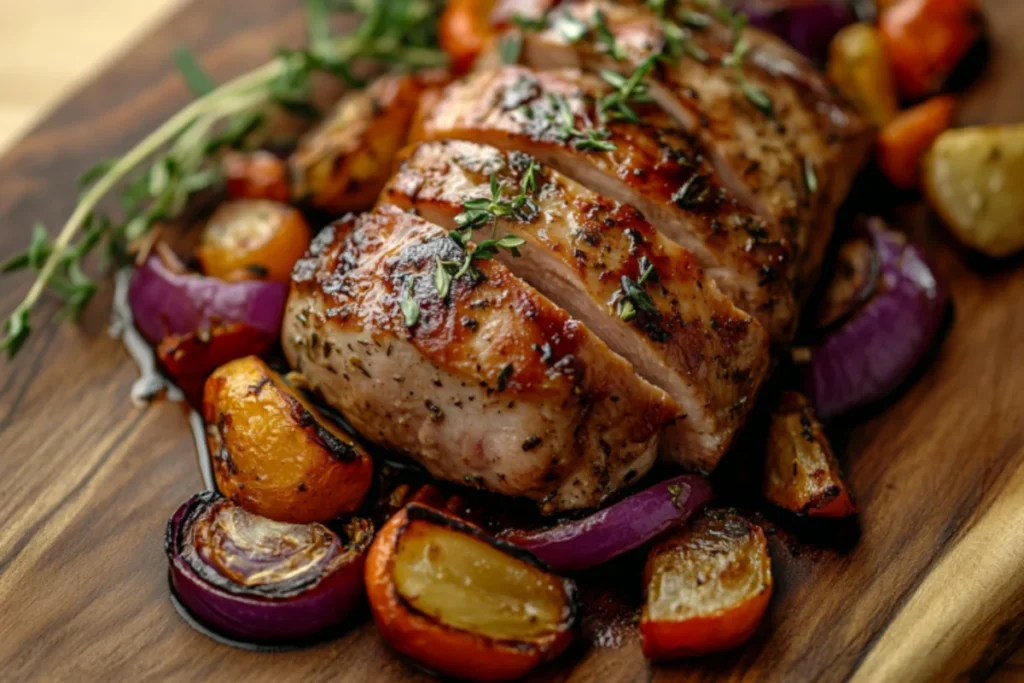 Delicious split chicken breast recipe ready to be served.