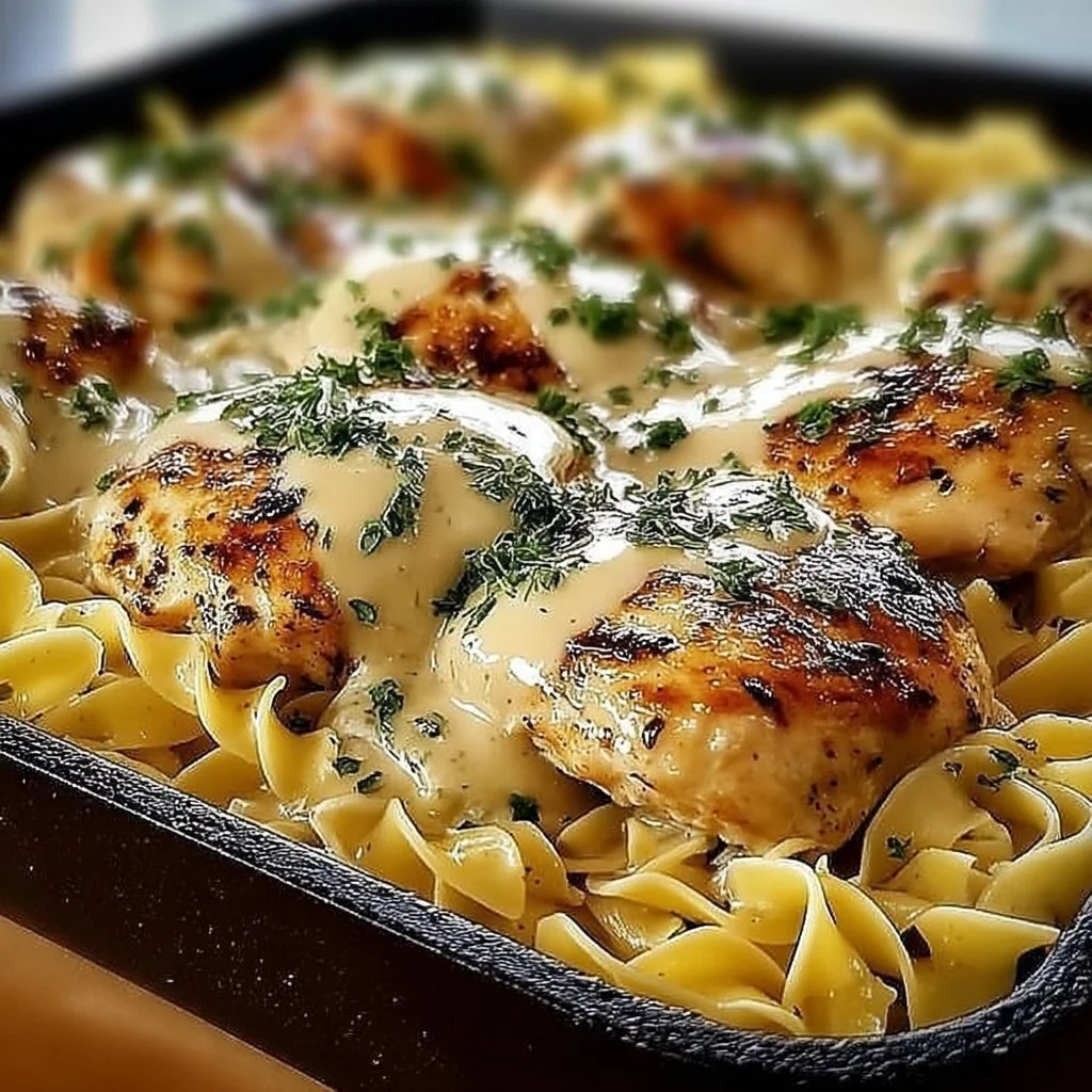 One-Pan Chicken with Buttered Noodles, a delicious and easy dinner recipe