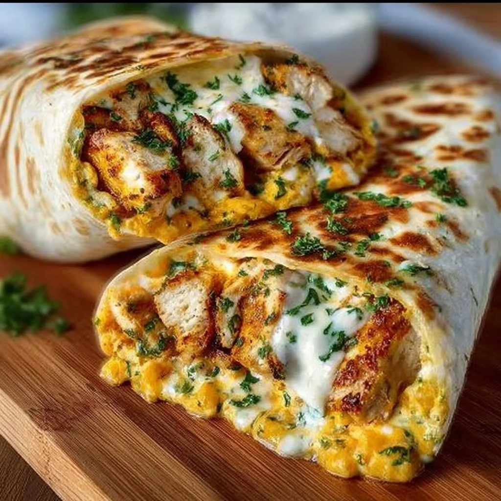 Cheesy Garlic Chicken Wraps