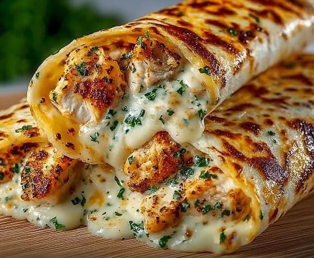 Cheesy Garlic Chicken Wraps