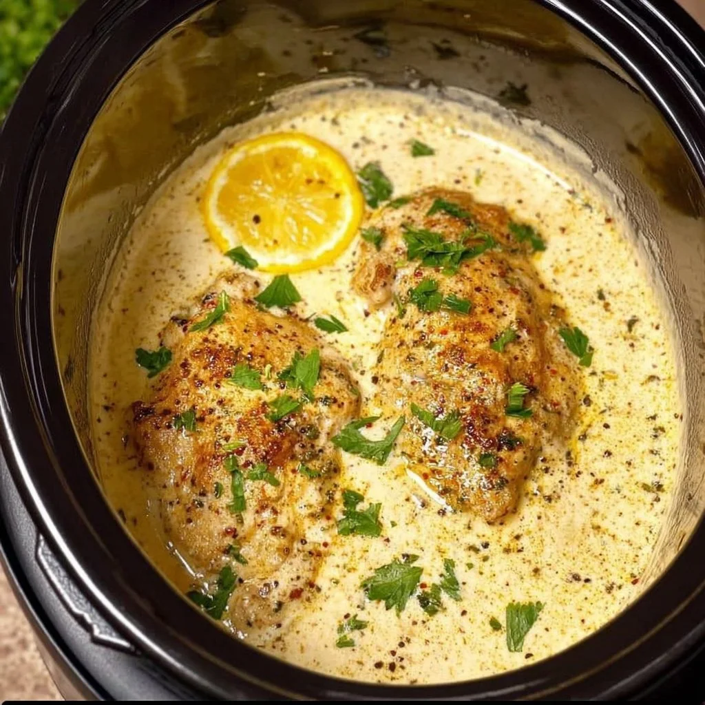 Crock Pot Angel Chicken recipe with tender chicken and creamy sauce