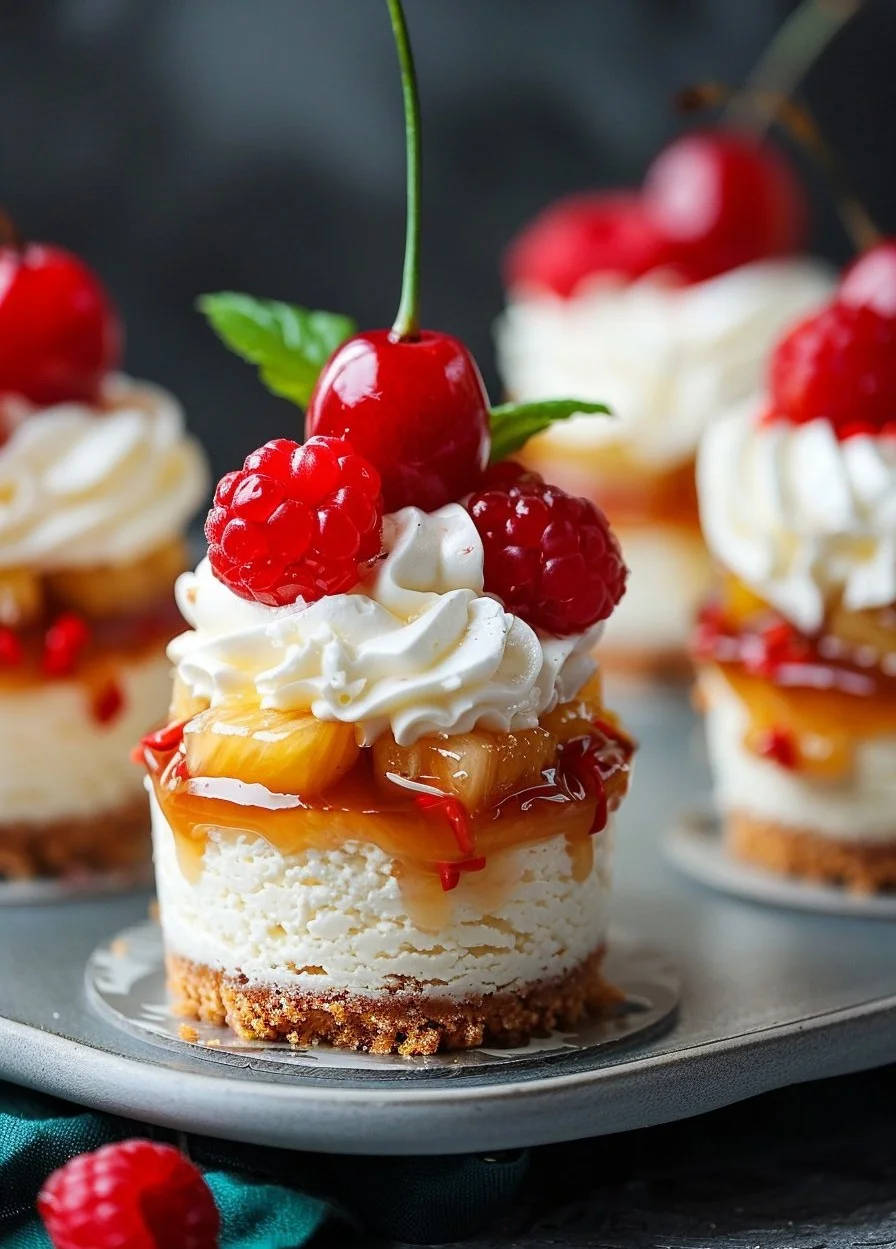Mini Pineapple Upside-Down Cheesecakes