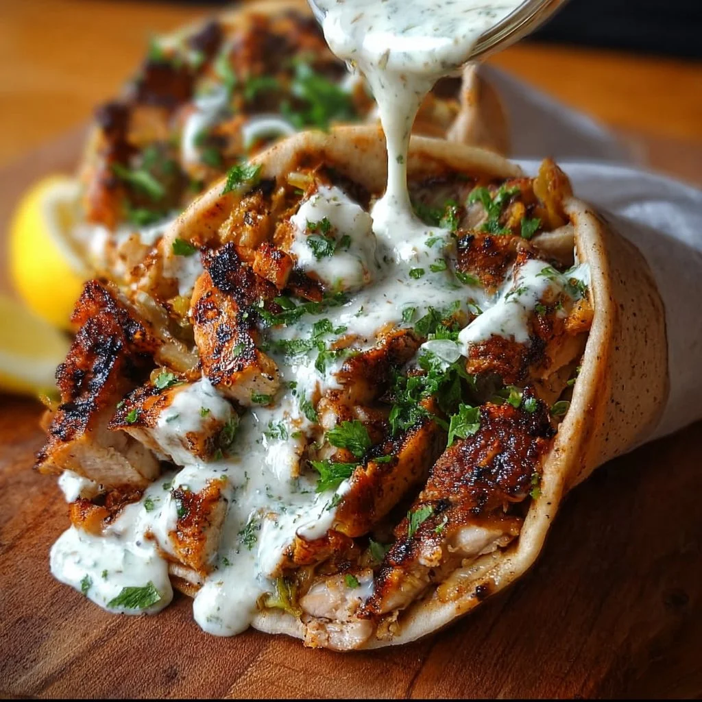 Delicious Chicken Shawarma served with creamy garlic sauce
