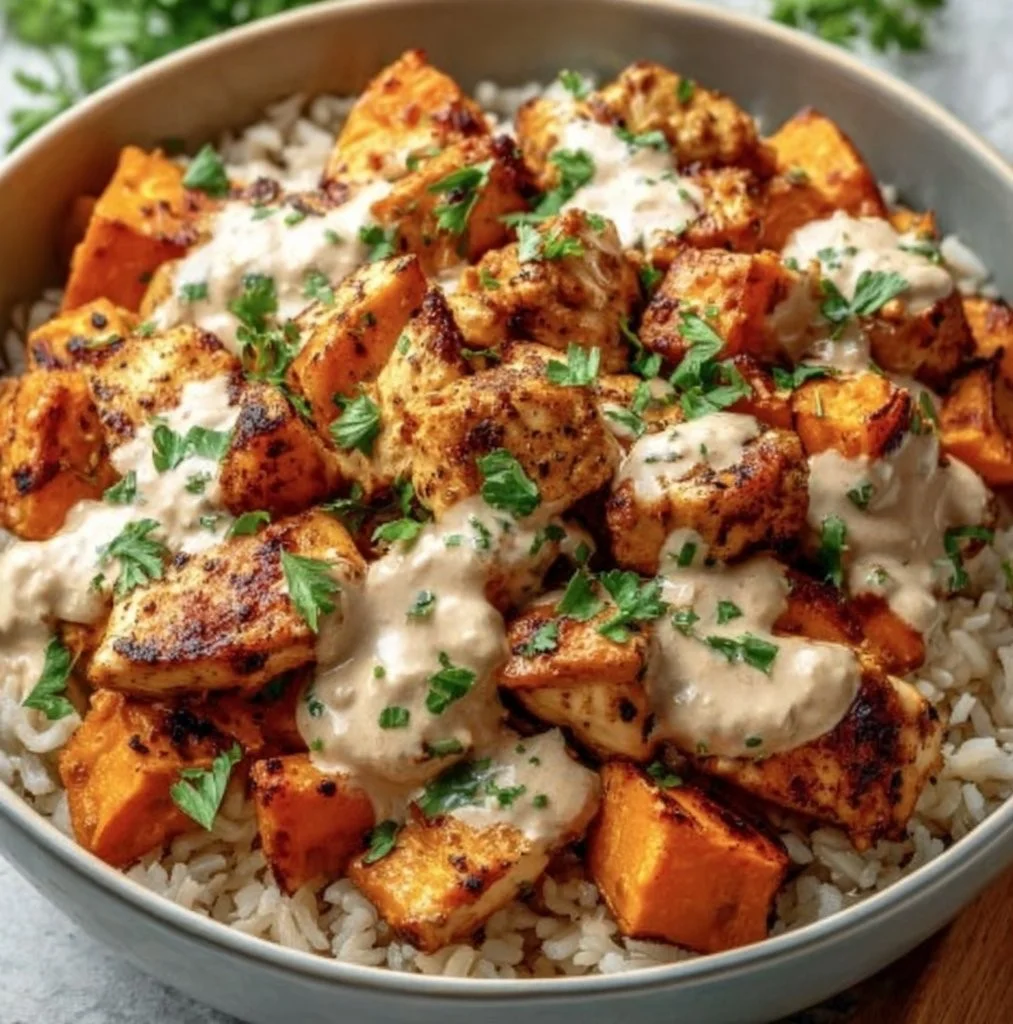 Healthy Chicken & Sweet Potato Rice Bowl