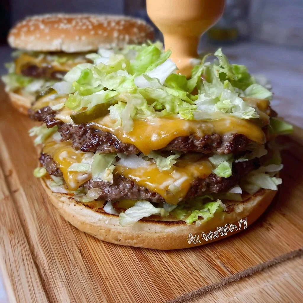 Delicious Low Carb Big Mac featuring lettuce, cheese, and special sauce