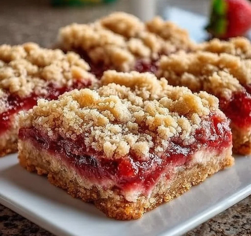 Strawberry Rhubarb Crumb Bars Recipe