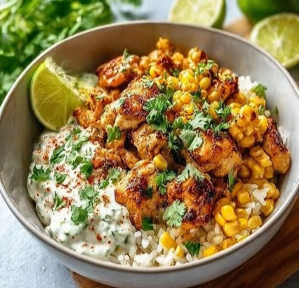 Street Corn Chicken Rice Bowl