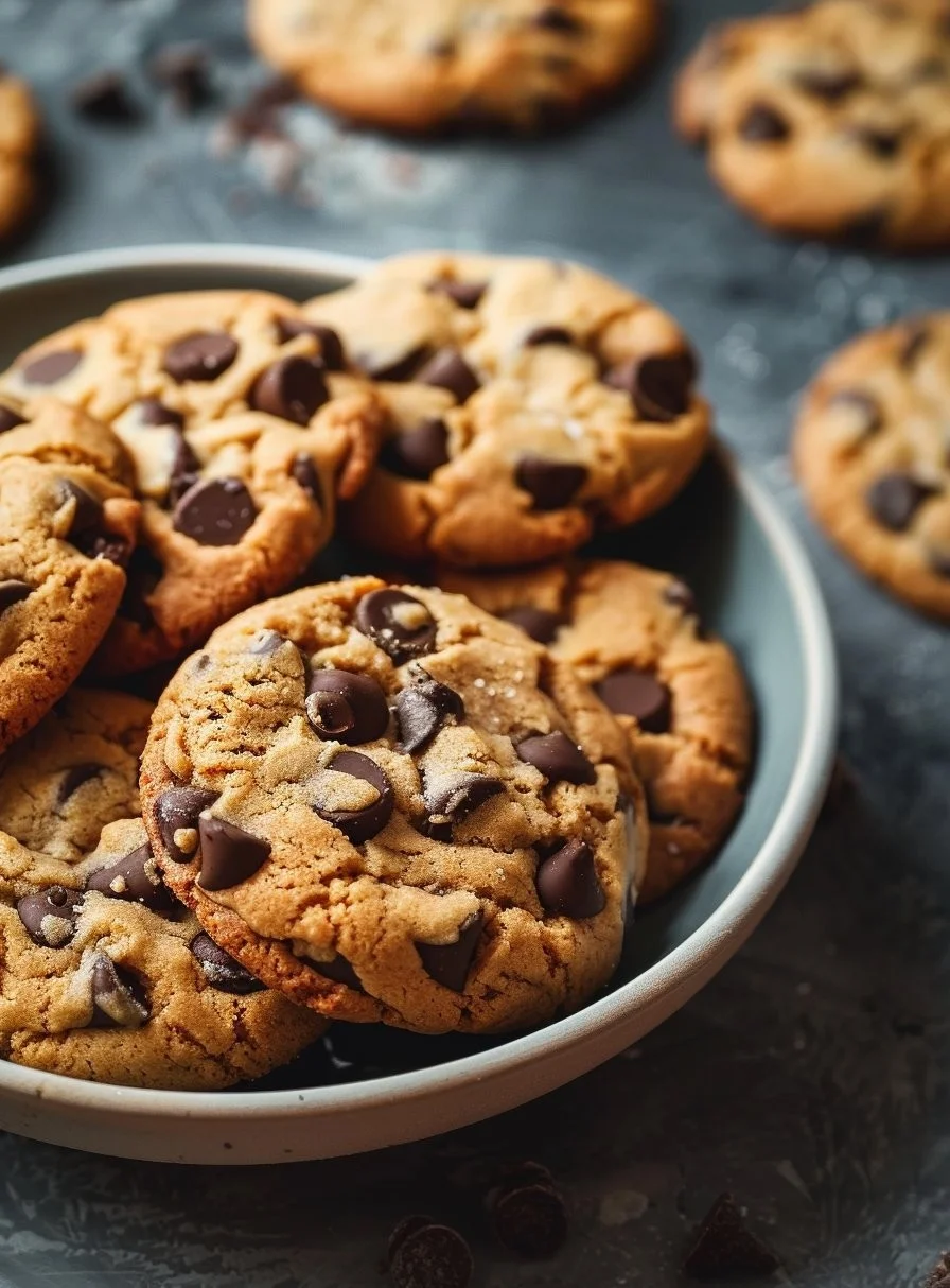 Bowl of irresistible Greek yogurt cookie dough with chocolate chips
