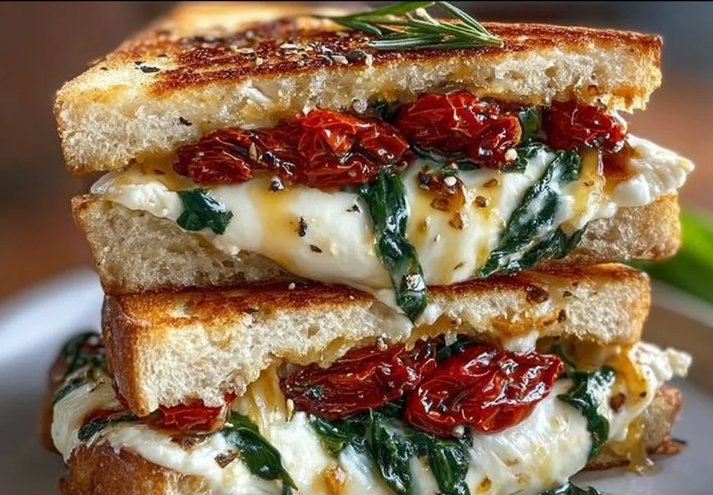 Sun-Dried Tomato, Spinach, and Ricotta Grilled Cheese