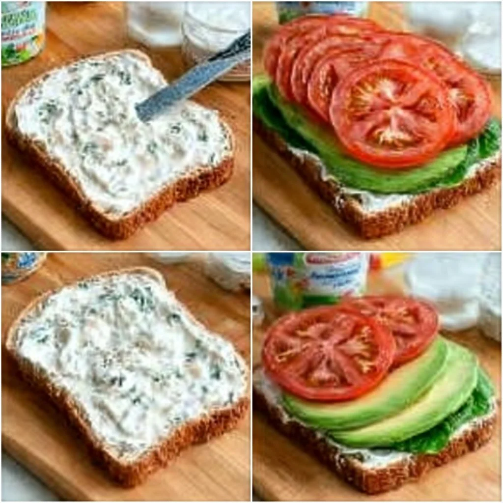 Tomato Avocado Sandwich with Creamy Yogurt Dressing