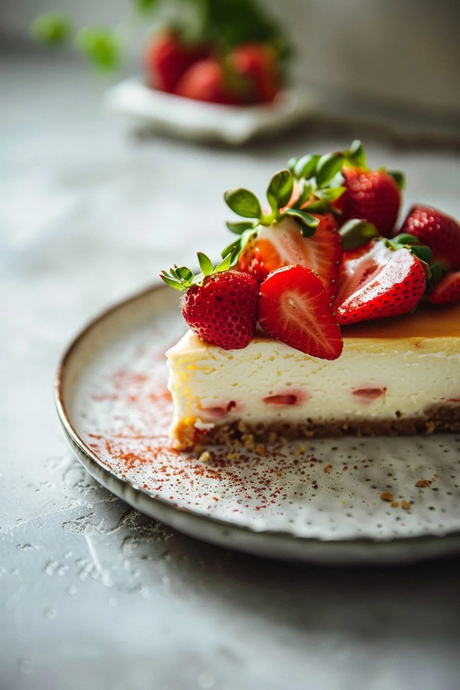 Delicious Strawberry Cheesecake Dump Cake with fresh strawberries and cream cheese